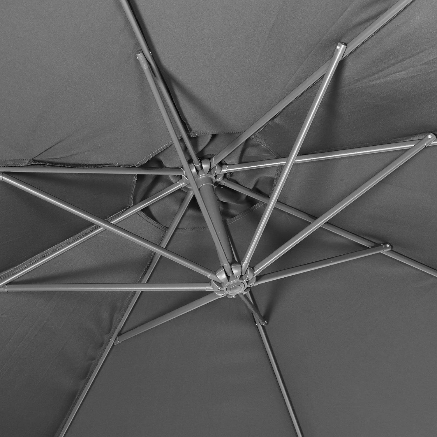Parasol déporté Ø350cm - Hardelot - Coloris Gris, structure anthracite, manivelle anti-retour. Photo6