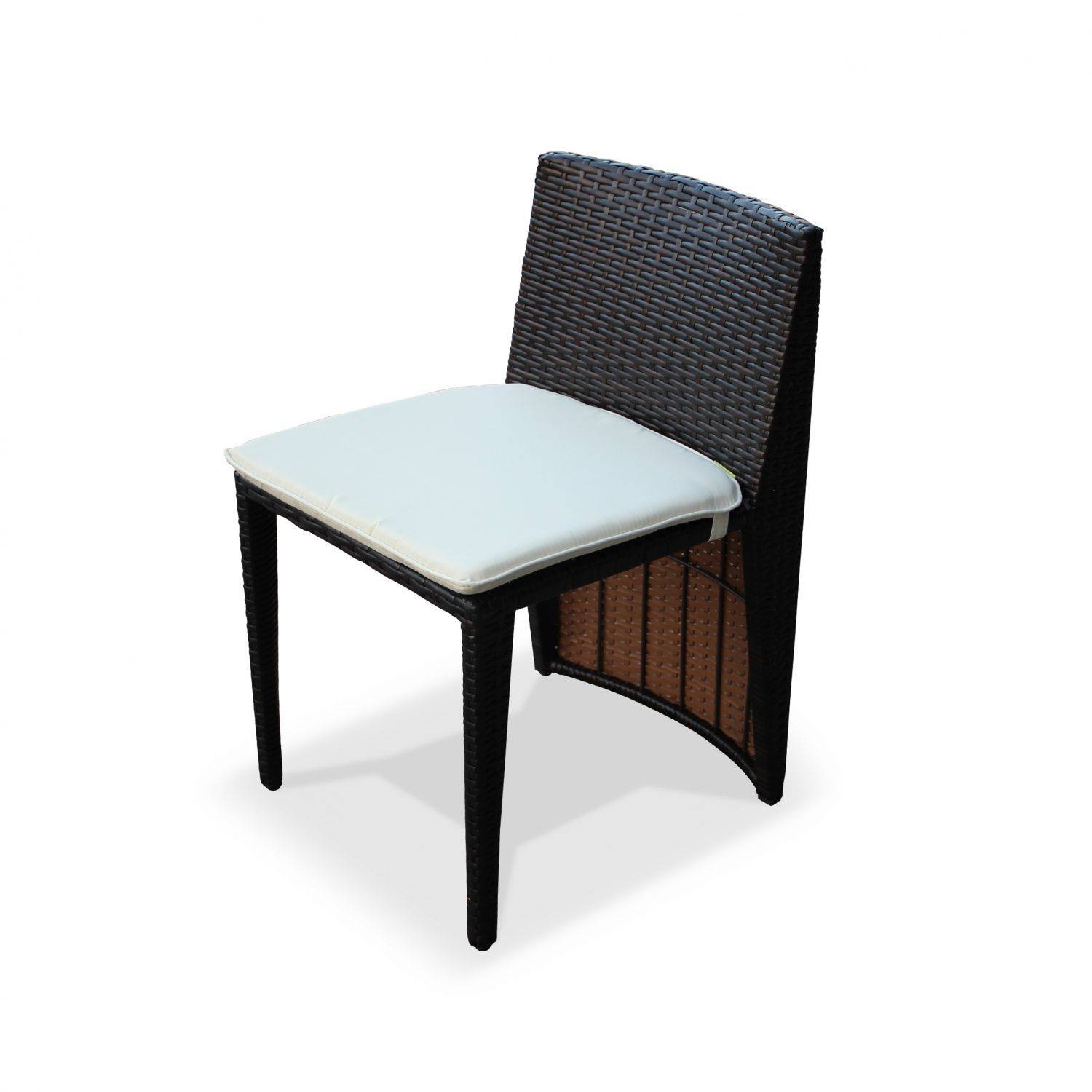 Gartentisch aus Kunststoffrattan - Doppio - schokoladenfarben, ecrufarben-Kissen - 2 Plätze, eingebaut für Balkon und Terrasse Photo6