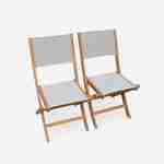 Salon de jardin en bois extensible - Almeria - Grande table 180/240cm avec rallonge, 8 chaises, en bois d'Eucalyptus FSC huilé et textilène gris taupe Photo4