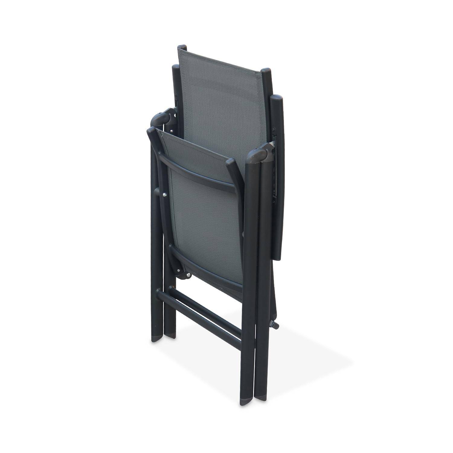 Juego de 2 sillas multiposicionales Naevia de aluminio antracita y textileno gris Photo4