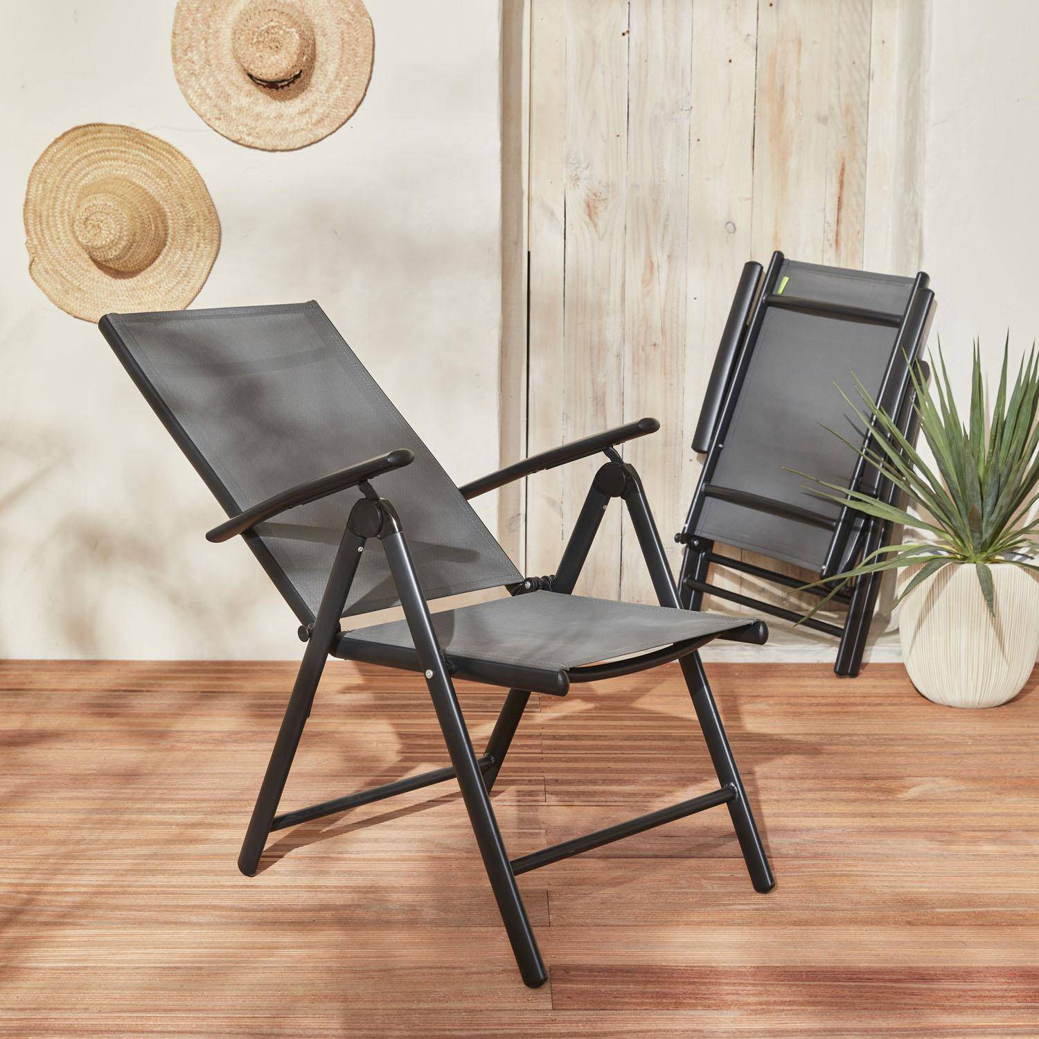 Ensemble de 2 fauteuils Naevia en aluminium et textilène Photo2