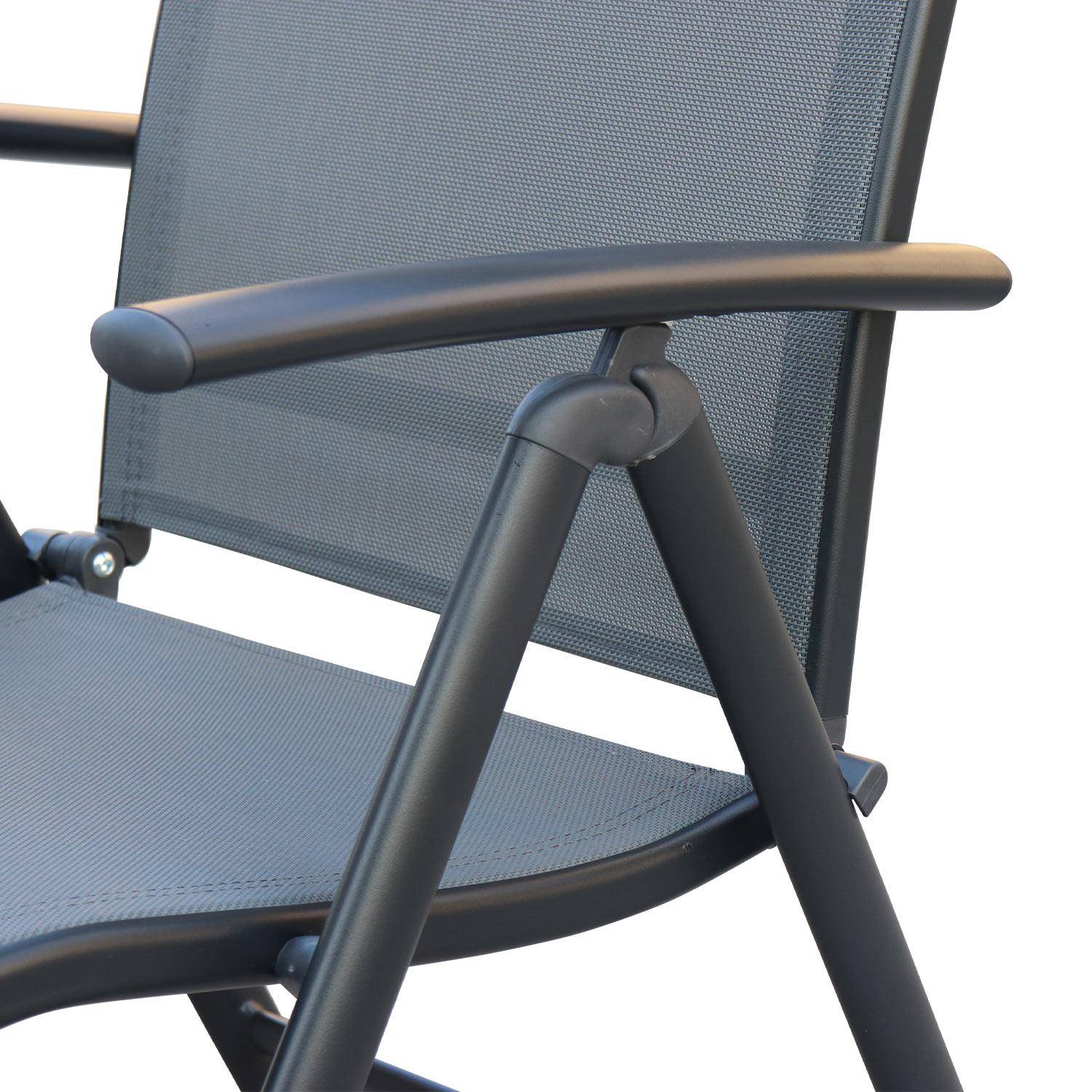 Juego de 2 sillas multiposicionales Naevia de aluminio antracita y textileno gris Photo6