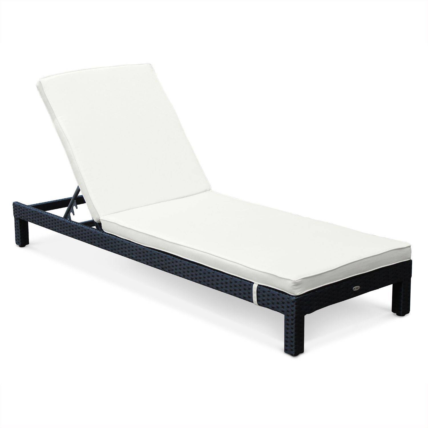 Set mit 2 Liegestühlen aus Rrattan (Liegestuhl) - Pisa x2 - Schwarz, ecrufarben-Kissen Photo3