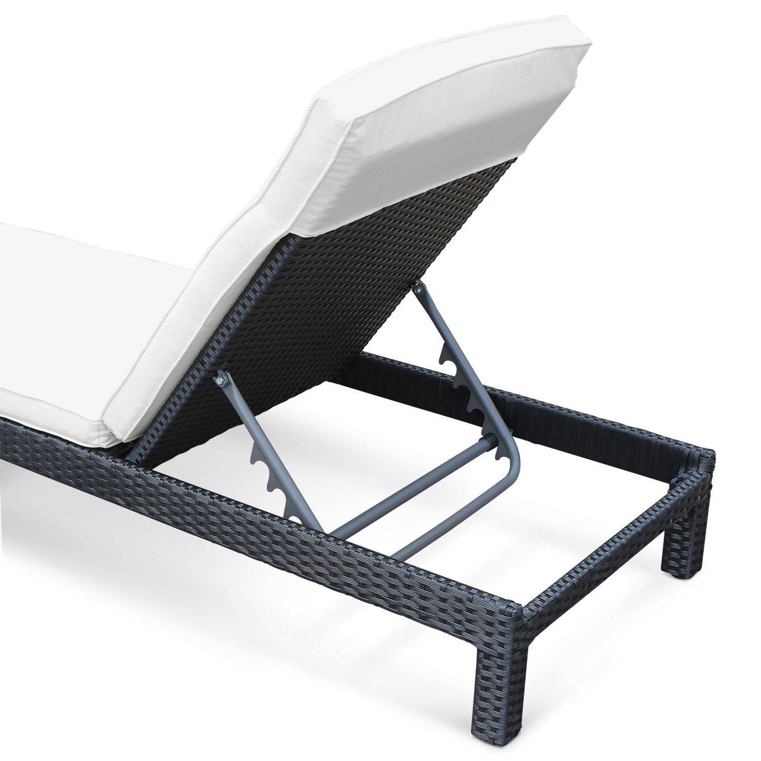 Set mit 2 Liegestühlen aus Rrattan (Liegestuhl) - Pisa x2 - Schwarz, ecrufarben-Kissen Photo5