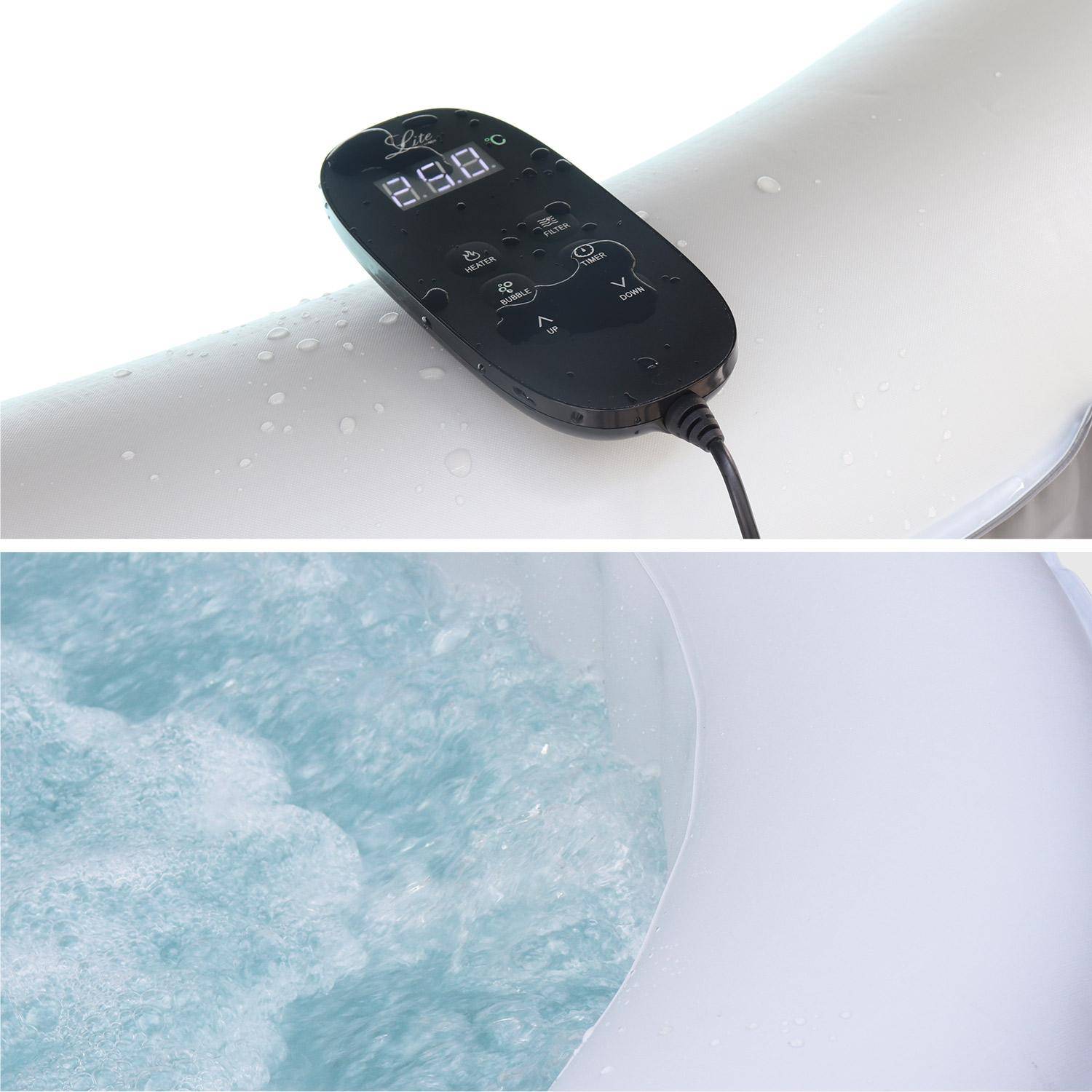 Spa MSPA gonflable rond – Kili 6 gris 6 places - système anti-gel et de désinfection UVC + bâche, 180 cm, pompe, chauffage, gonfleur, filtre Photo3
