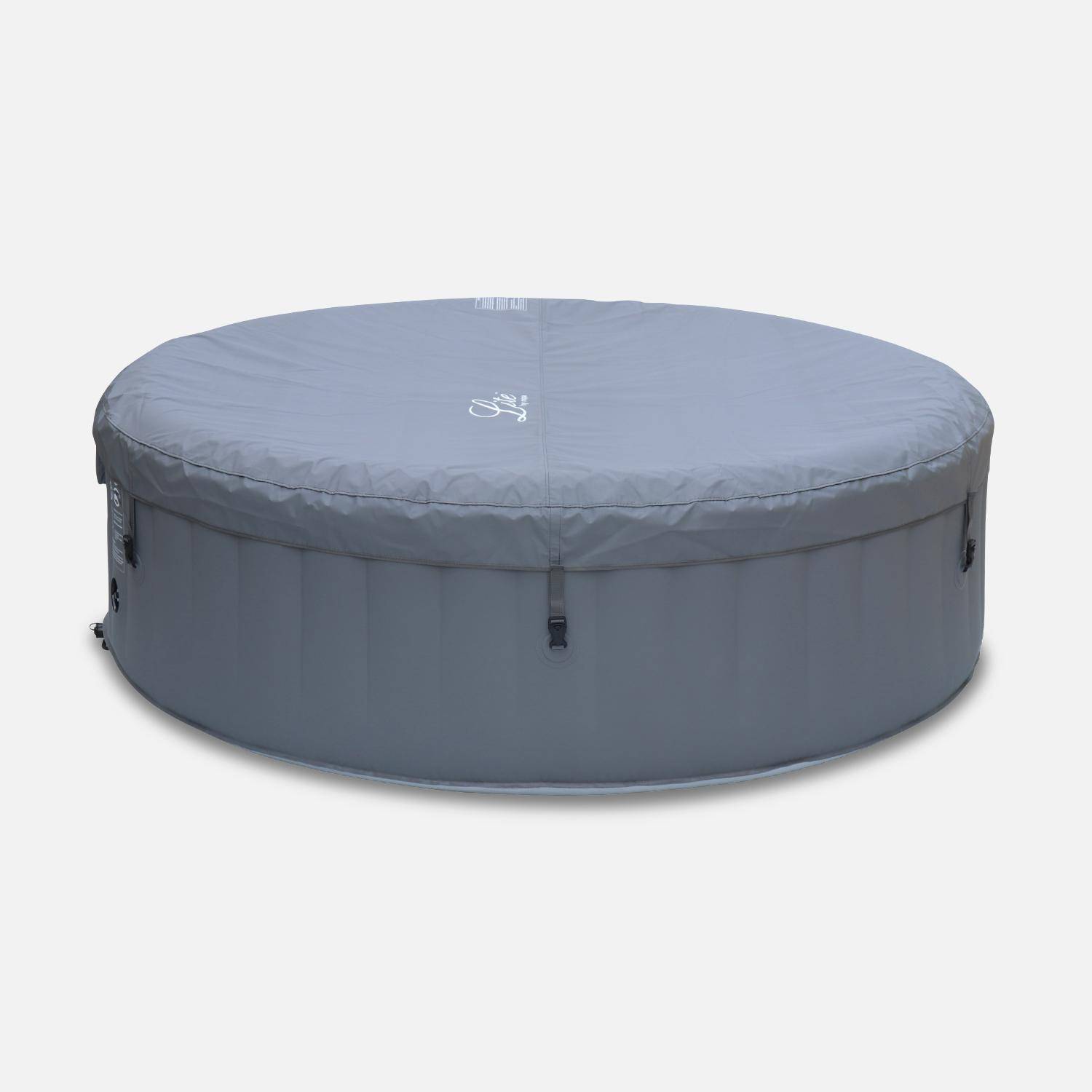Spa MSPA gonflable rond – Kili 6 gris 6 places - système anti-gel et de désinfection UVC + bâche, 180 cm, pompe, chauffage, gonfleur, filtre Photo2