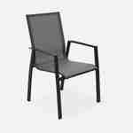 Lot de 4 fauteuils - Washington Anthracite - En aluminium anthracite et textilène gris foncé, empilables Photo3