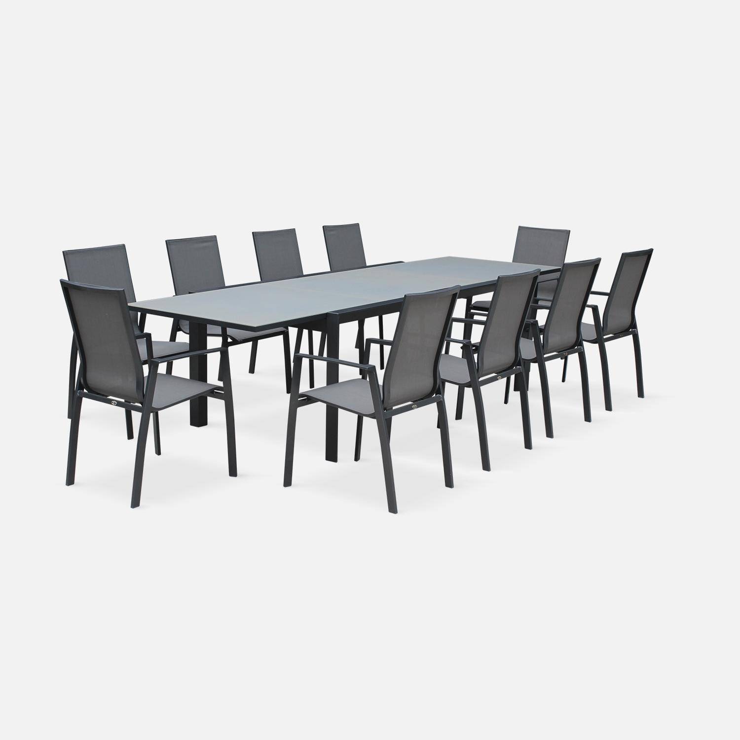 Lot de 4 fauteuils - Washington Anthracite - En aluminium anthracite et textilène gris foncé, empilables Photo5
