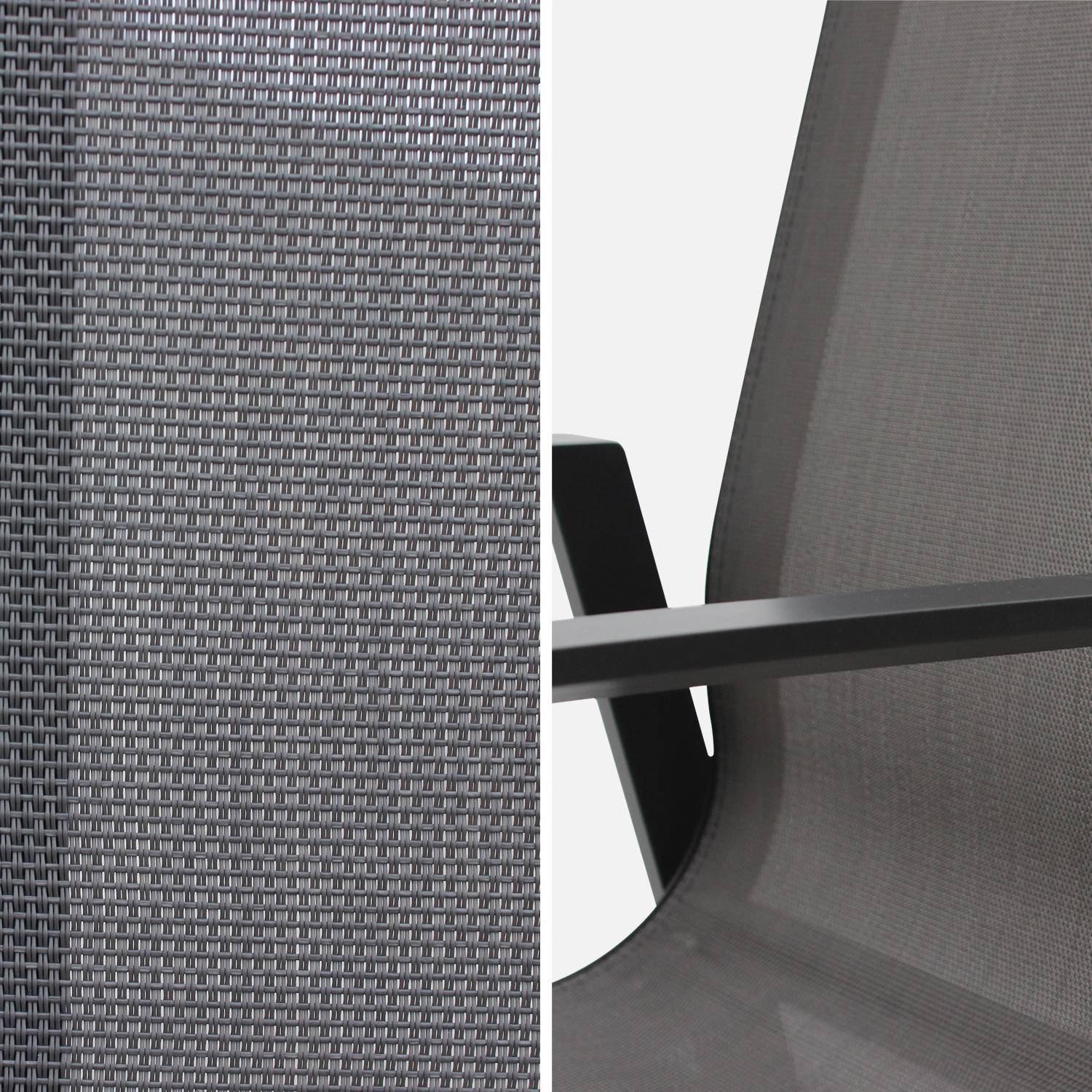 Lot de 4 fauteuils - Washington Anthracite - En aluminium anthracite et textilène gris foncé, empilables Photo4