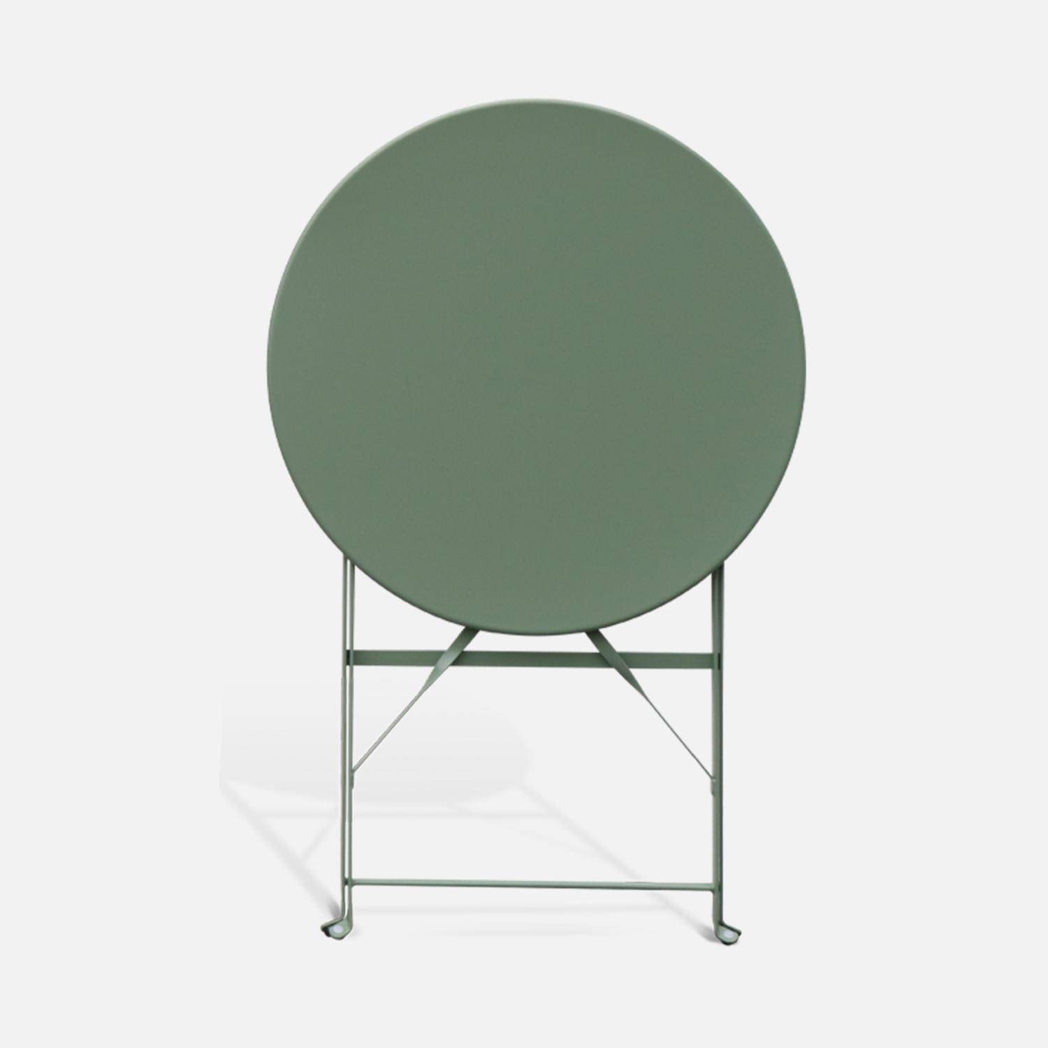 Table de jardin bistrot pliable - Emilia ronde vert de gris- Table ronde Ø60cm en acier thermolaqué Photo3