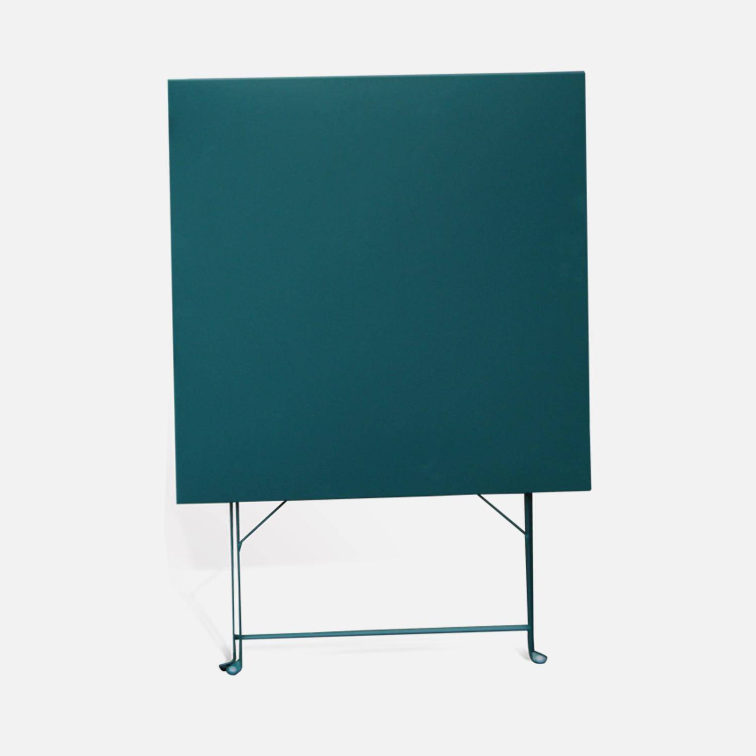 Klappbarer Bistro-Gartentisch - Emilia quadratisch Entenblau - quadratischer Tisch 70x70cm aus pulverbeschichtetem Stahl Photo2