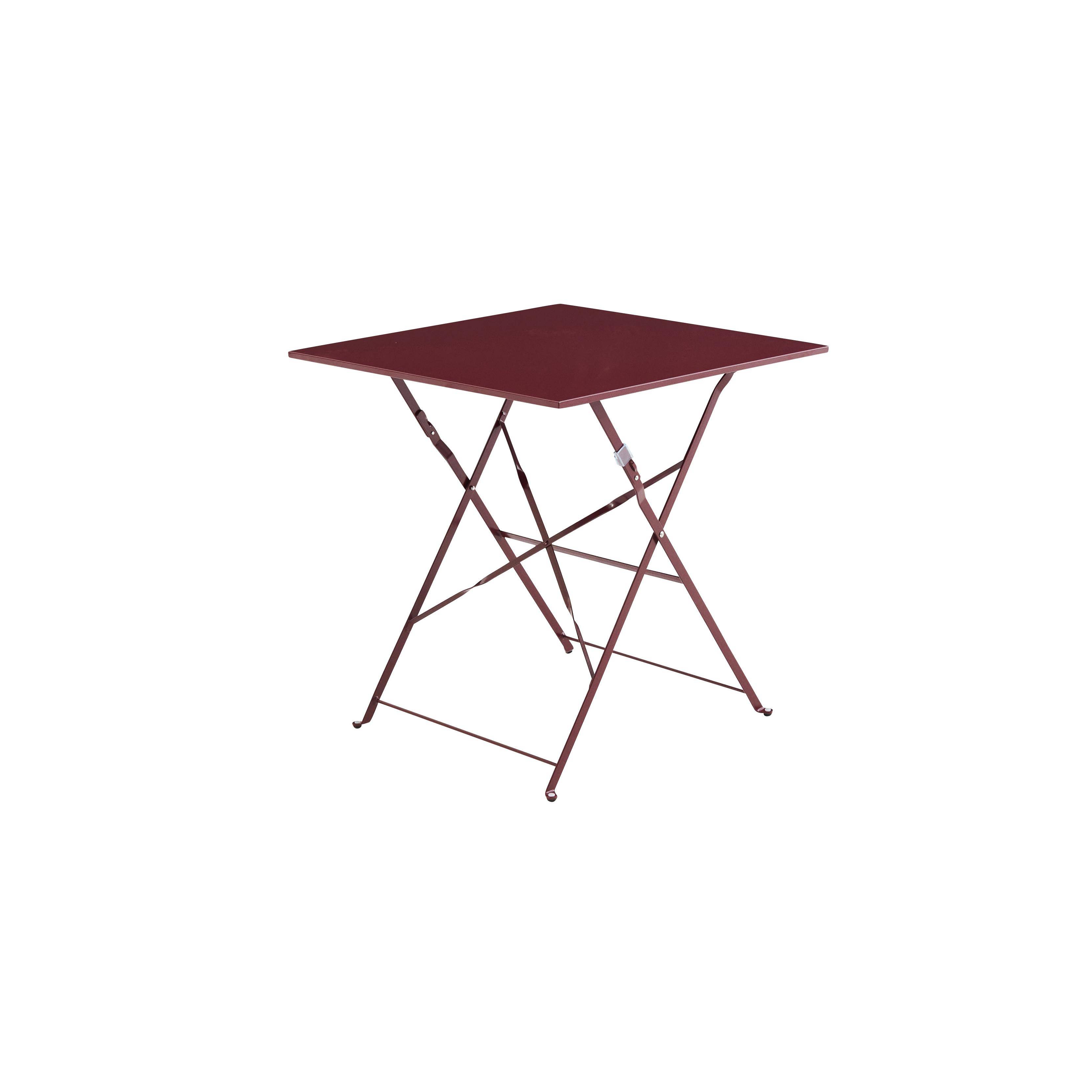 Klappbarer Bistro-Gartentisch - Emilia quadratisch Bordeaux - Quadratischer Tisch 70x70cm aus pulverbeschichtetem Stahl Photo1
