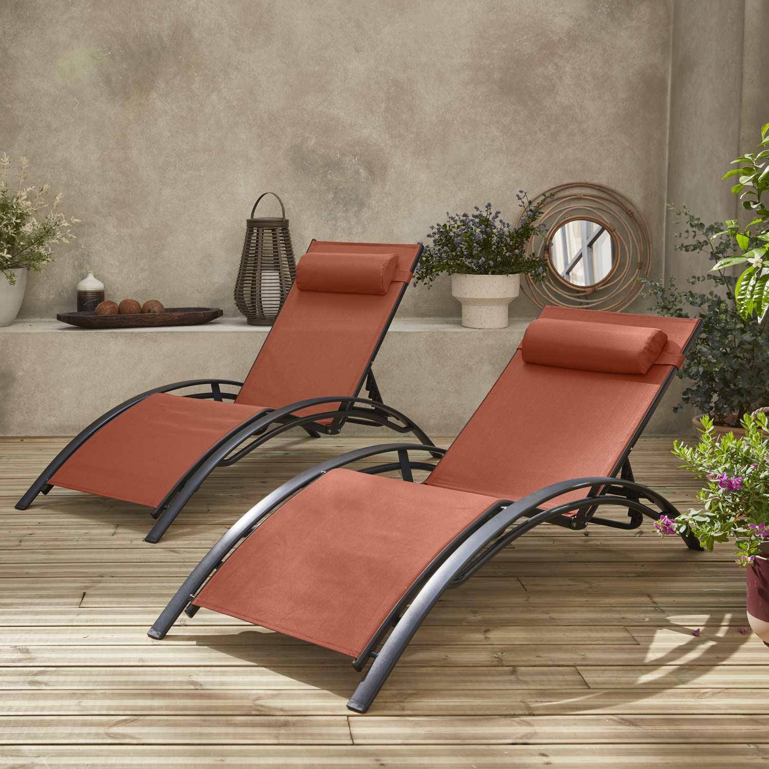 Sonnenliegen-Duo aus Aluminium - Louisa Terrakotta - Liegestühle aus Aluminium und Textilene Photo1