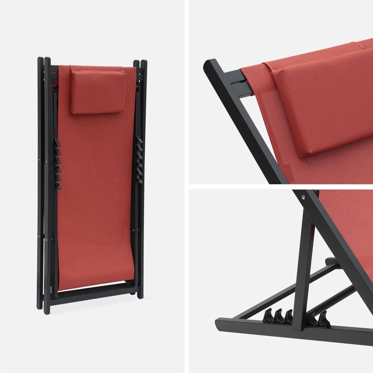 Gaia - Set van 2 ligstoelen van aluminium en textilene, verstelbare rugleuning en hoofdsteun  Photo4