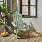 Fauteuil de jardin en bois - Adirondack Salamanca vert de gris- Eucalyptus FSC, chaise de terrasse retro, siège de plage pliable Photo1