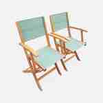 Fauteuils de jardin en bois et textilène - Almeria vert de gris - 2 fauteuils pliants en bois d'Eucalyptus FSC huilé et textilène Photo1