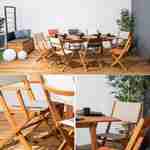 Sillas de jardín de madera y textileno - Almería - 2 sillas plegables de madera de eucalipto FSC aceitado y textileno verde grisáceo  Photo4