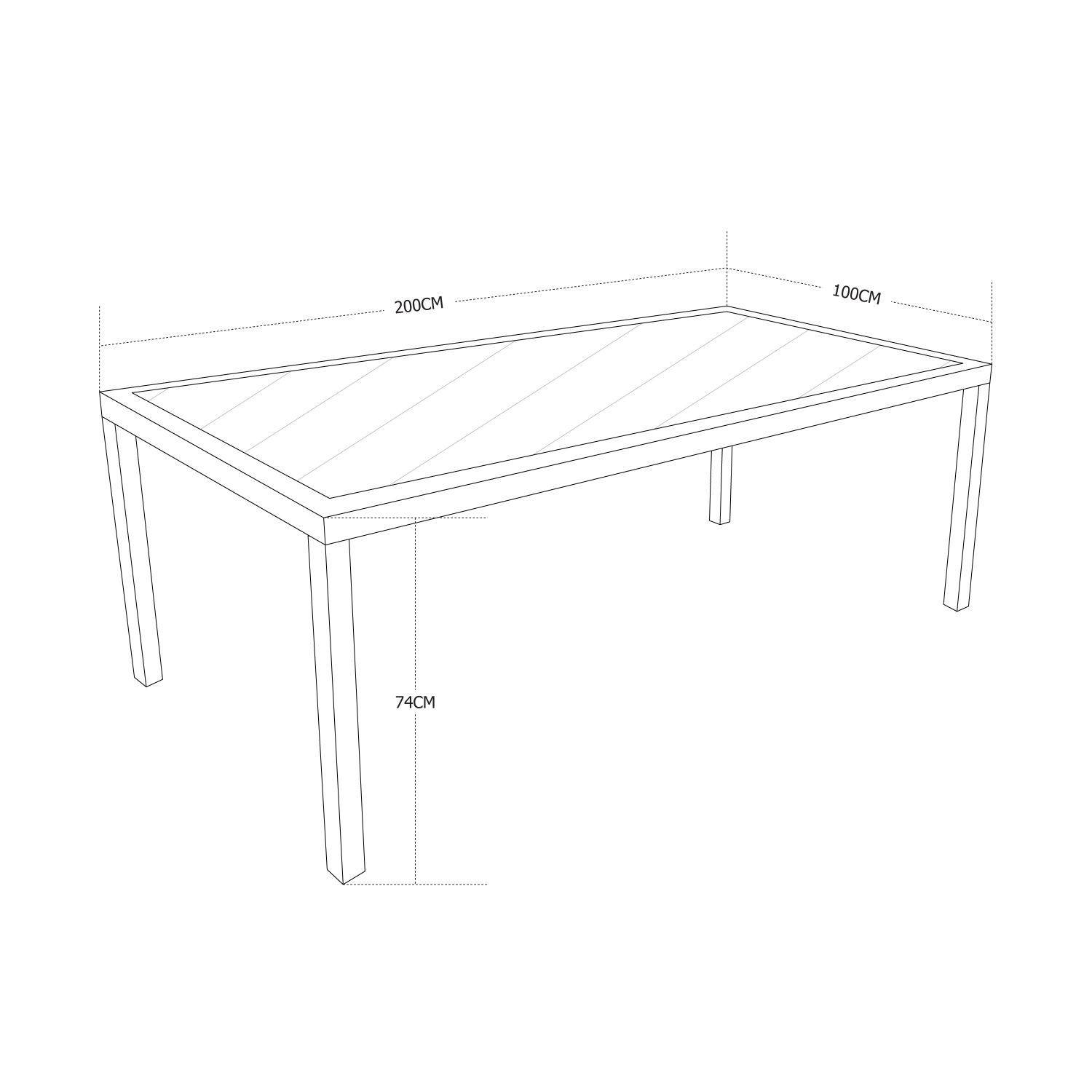 Table rectangulaire 200cm en résine tressée Photo2