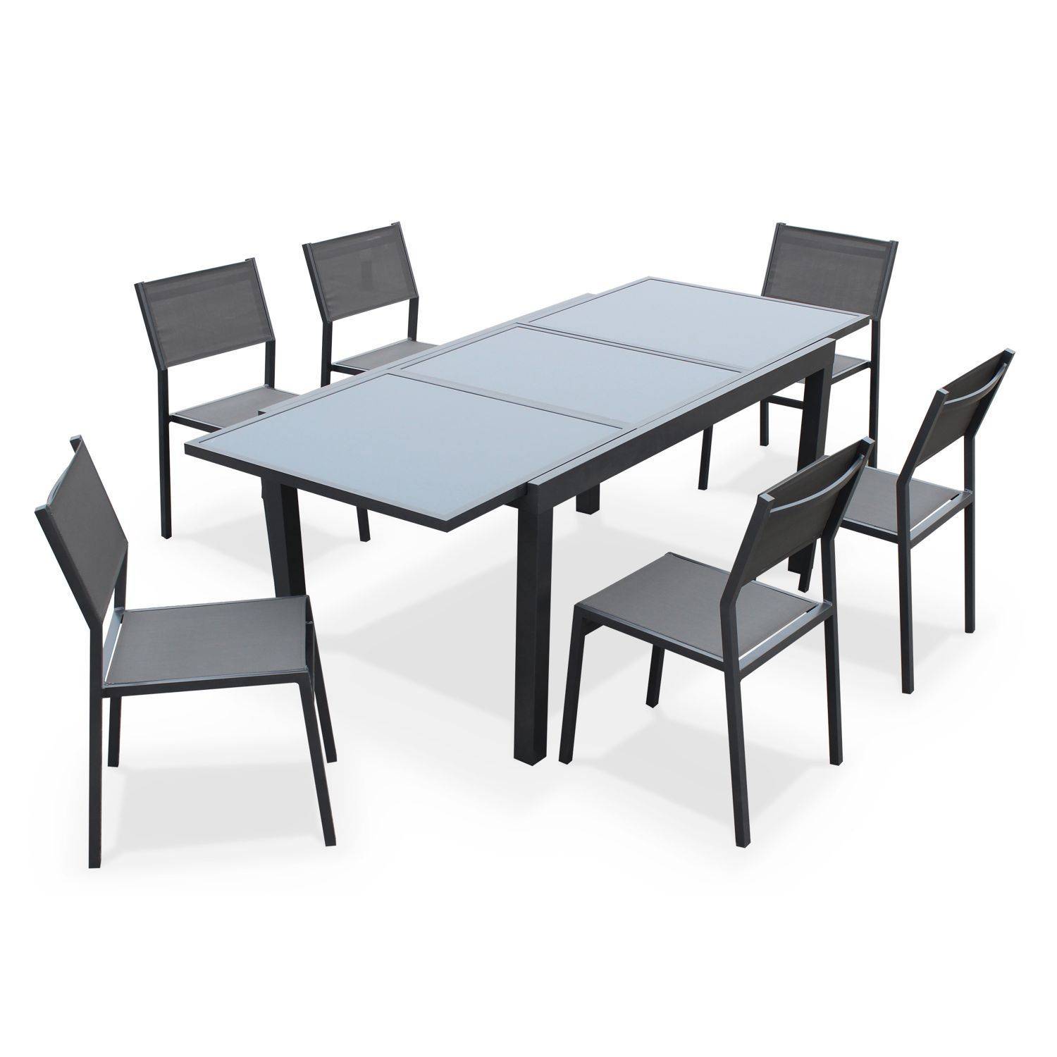 Ensemble Alabama 1 table de jardin et 6 chaises en aluminium et textilène Photo1