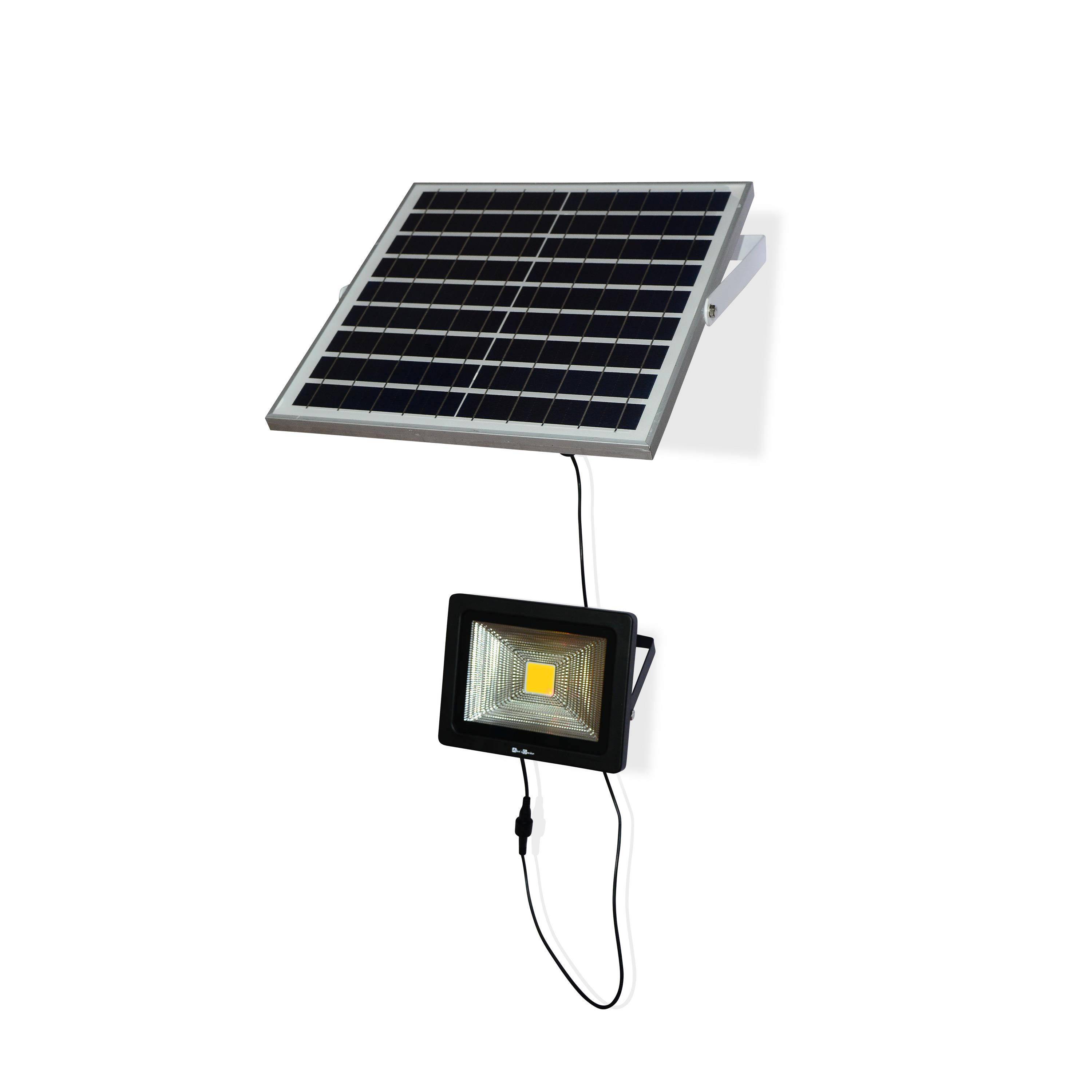 Projecteur solaire LED 20W avec panneau solaire télécommandé blanc chaud, lampe résistante à la pluie et autonome, spot extra puissant 2400 lumens équivalent 150W Photo3