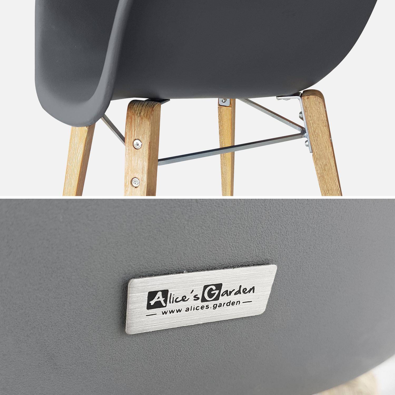 Lot de 2 fauteuils scandinaves CELEBES, acacia et résine injectée, gris, Intérieur/extérieur Photo6