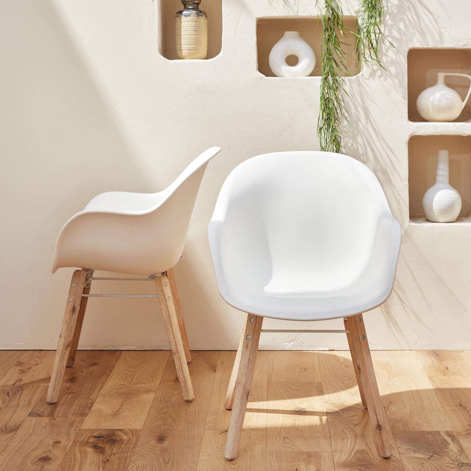 Set mit 2 CELEBES Skandinavischen Sesseln, Akazie und Kunststoff, weiß, Innen/Außen Photo1