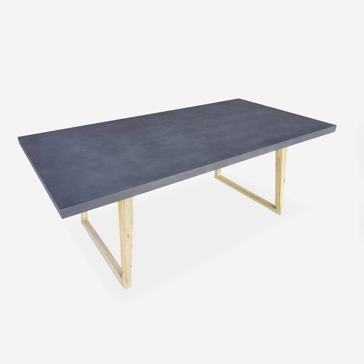 Table de jardin en fibre de ciment 200 cm BORNEO et 6 fauteuils scandinaves CELEBES gris Photo3