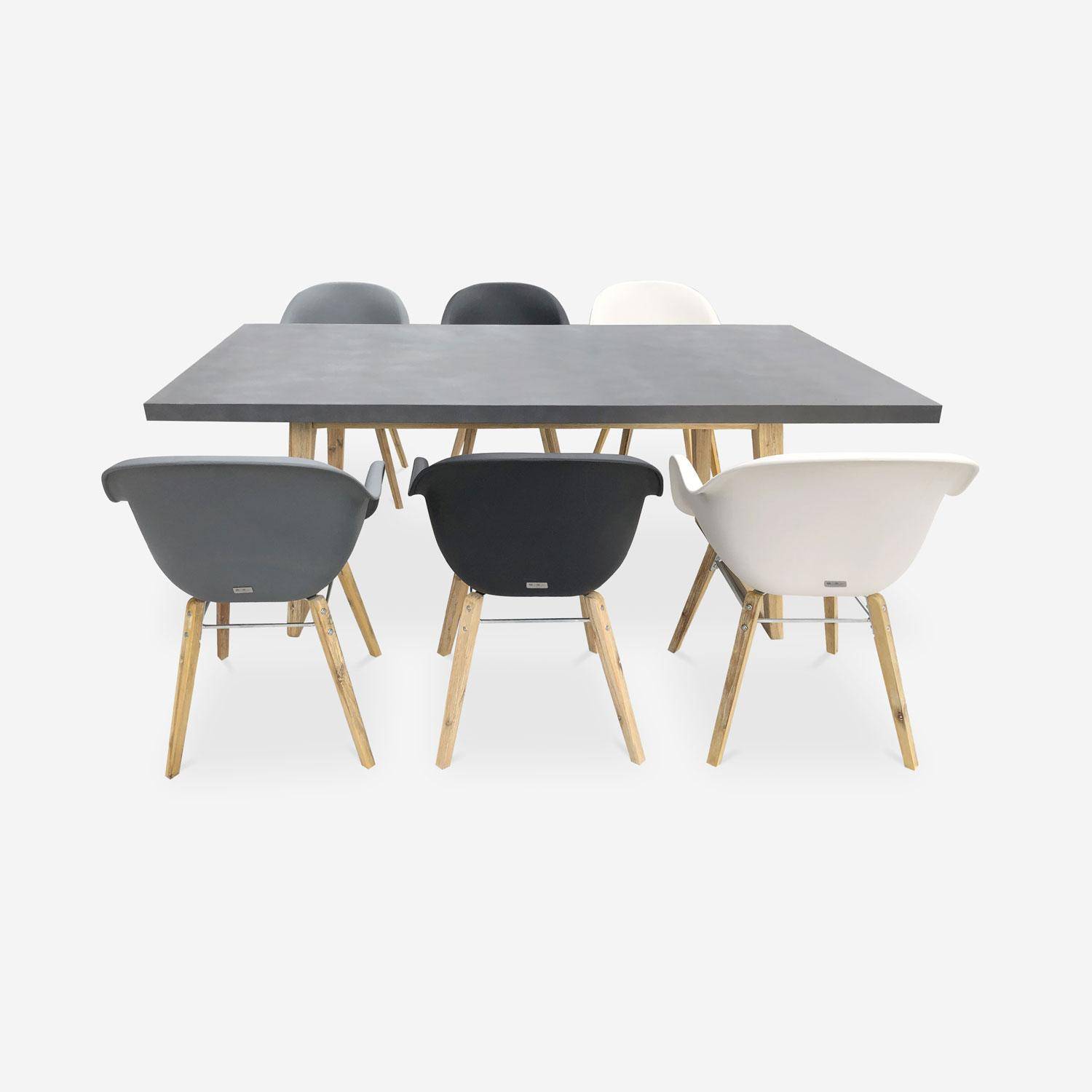 Tuintafel vezelcement 200cm BORNEO en 6 stoelen scandinavische stijl CELEBES multicolour  Photo2