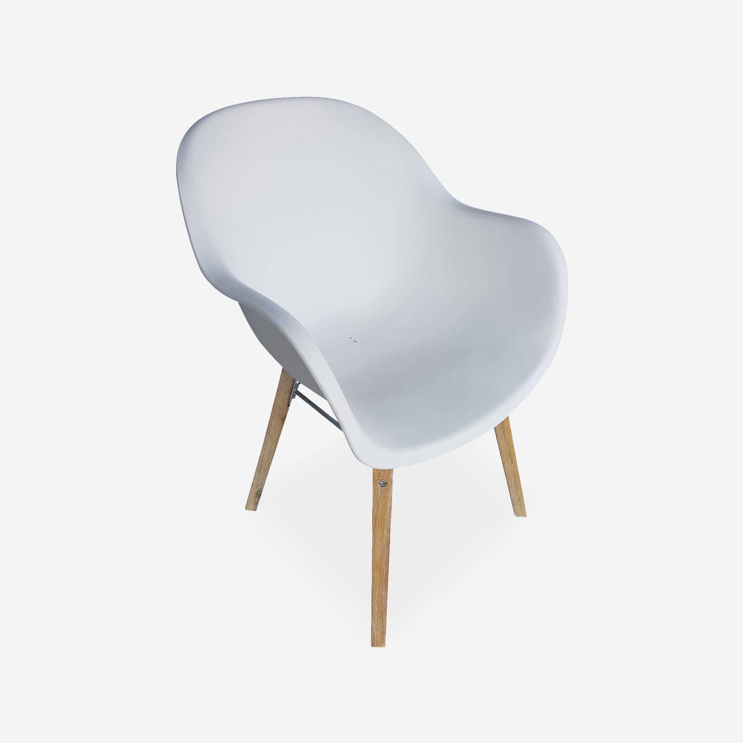Table de jardin en fibre de ciment 200 cm BORNEO et 6 fauteuils scandinaves CELEBES blanc Photo5