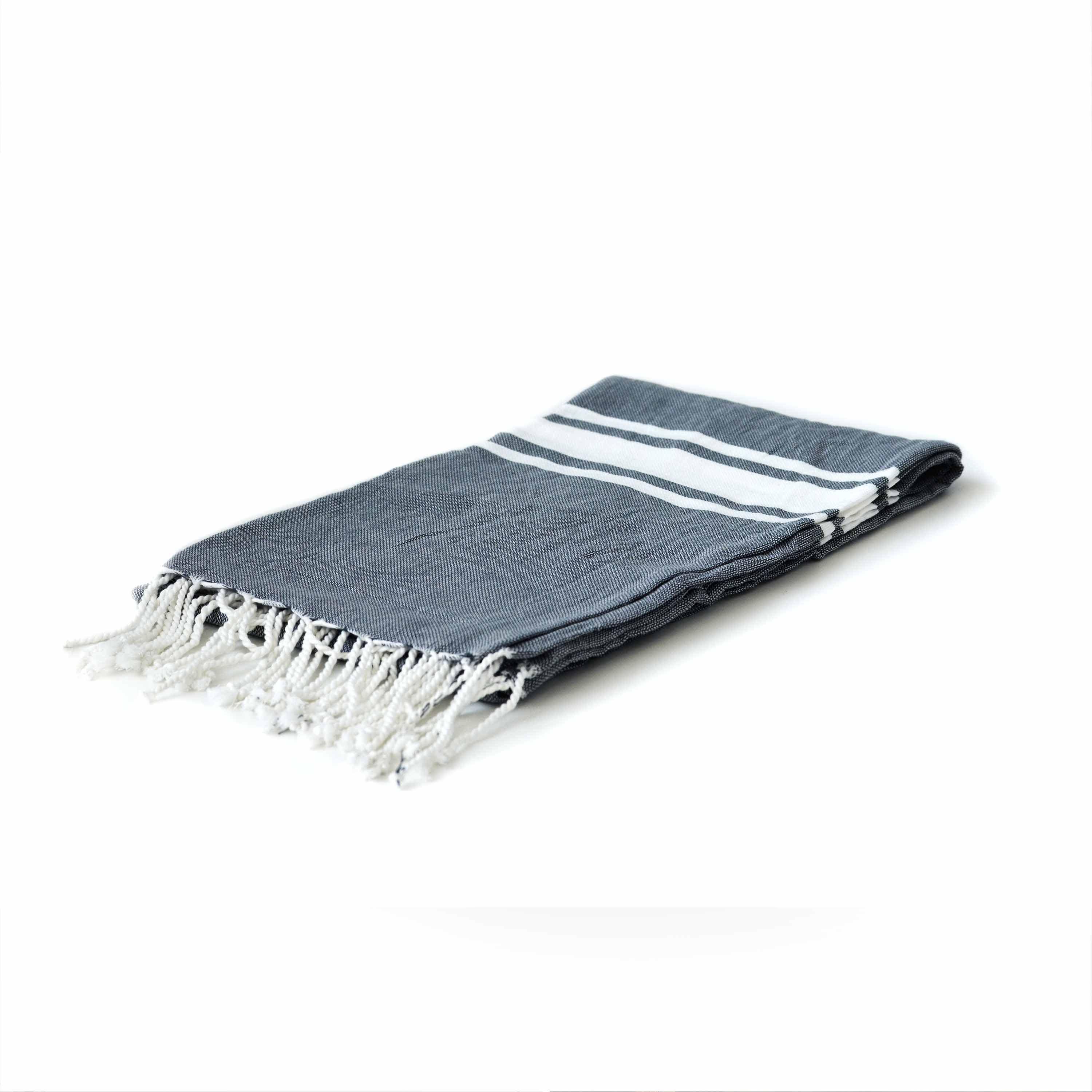 Fouta – 190x100cm – Antraciet, Tunesische handdoek, 100% katoen, rechthoekig Photo2