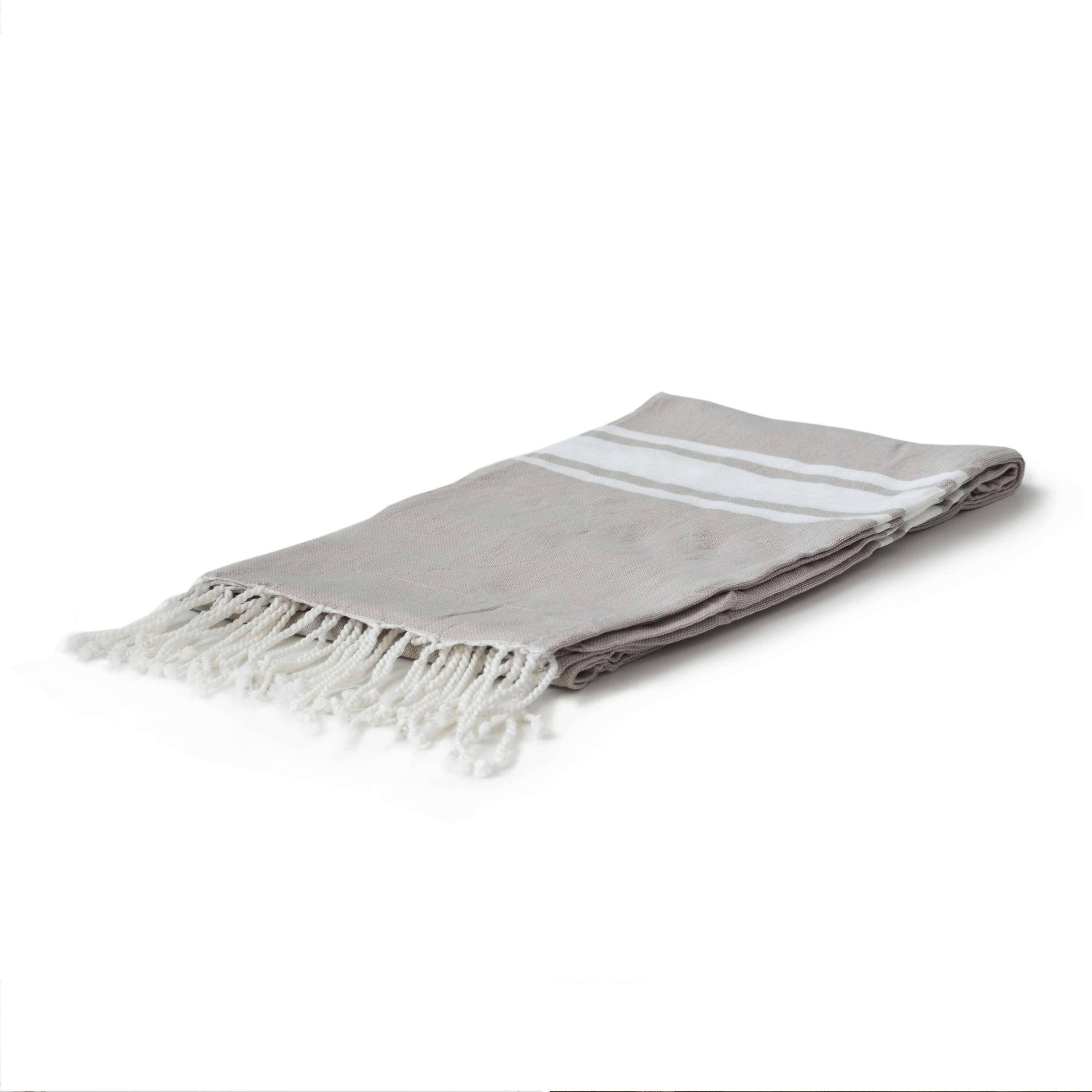 Fouta – 190x100cm – Taupe, serviette Tunisienne, 100% coton, rectangulaire Photo2
