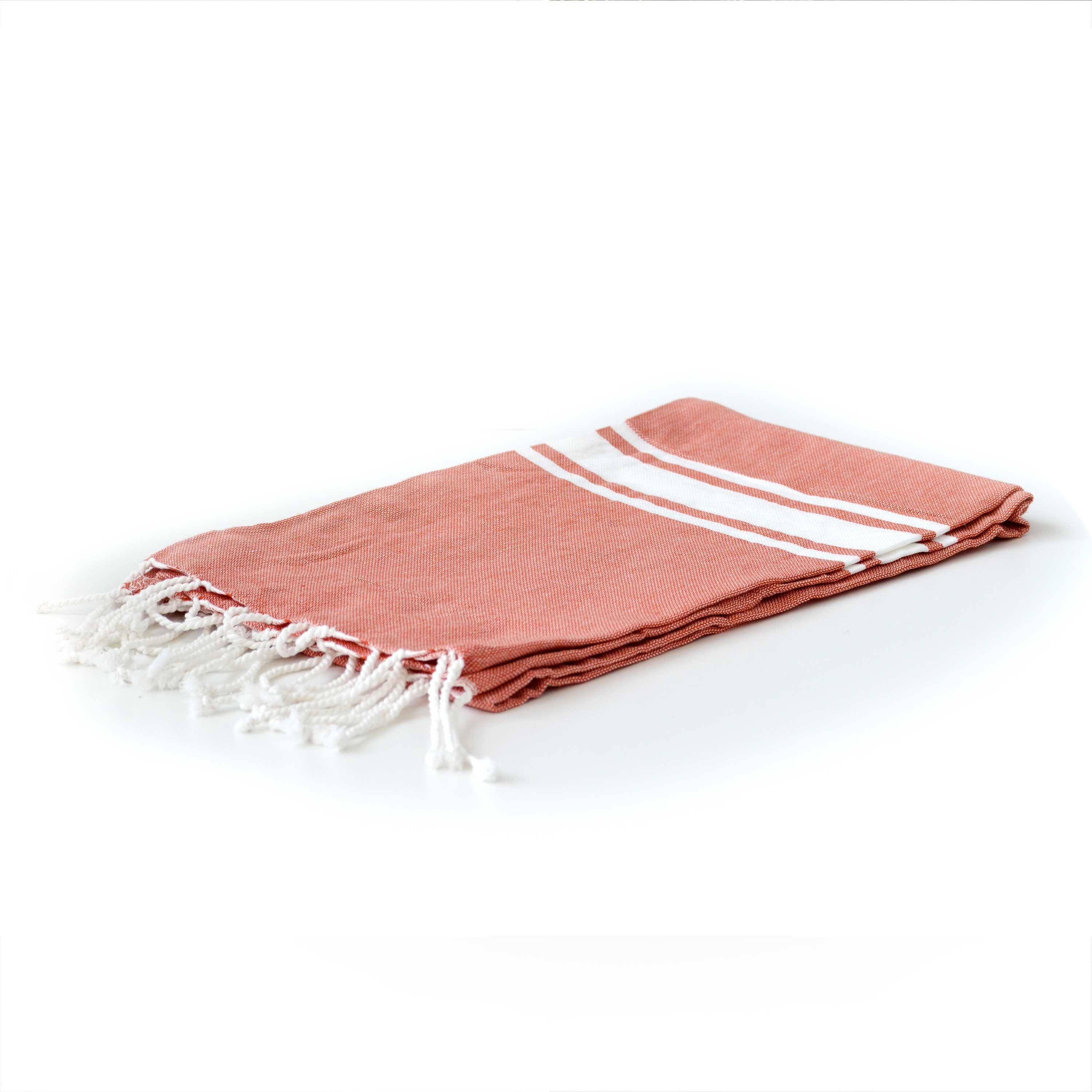 Fouta – 190x100cm – Oranje, Tunesische handdoek, 100% katoen, rechthoekig Photo2